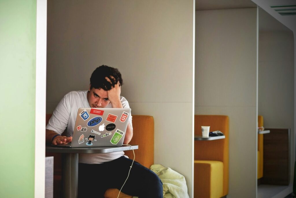 student studies on laptop