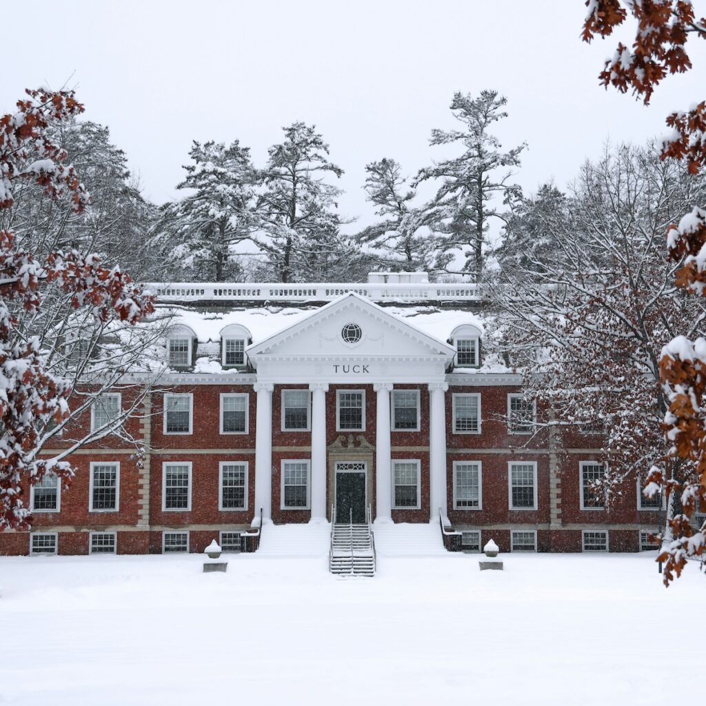 snow covered building at Dartmouth College