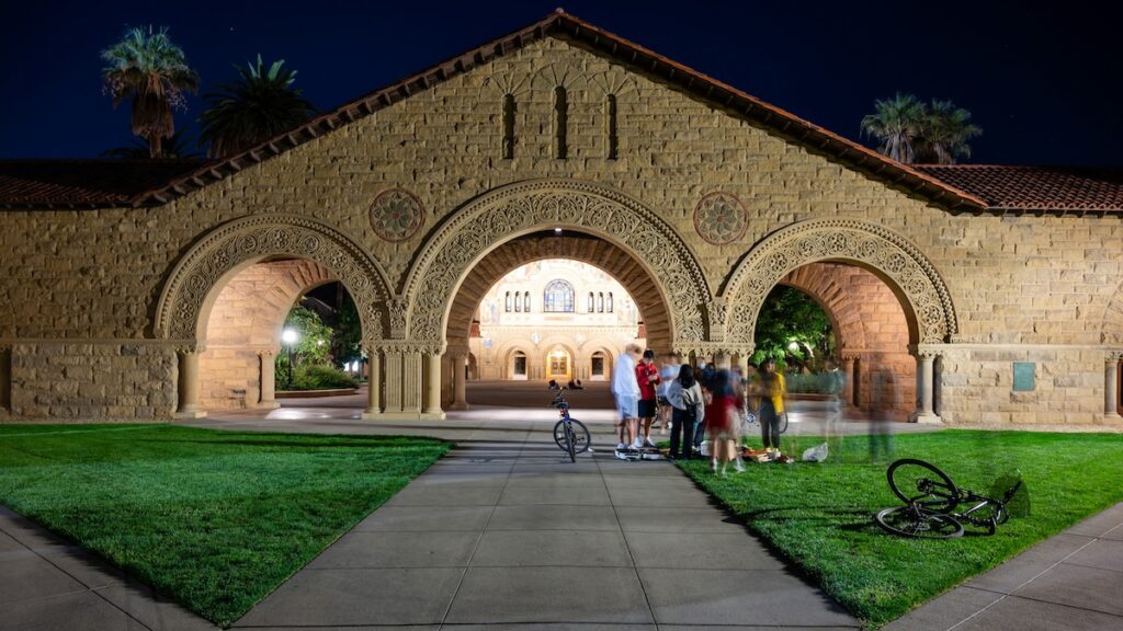 archway leading to main quad at Stanford University