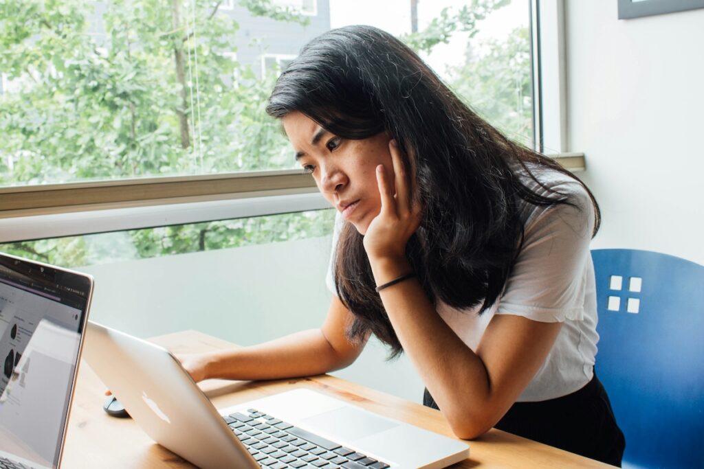 woman working on laptop