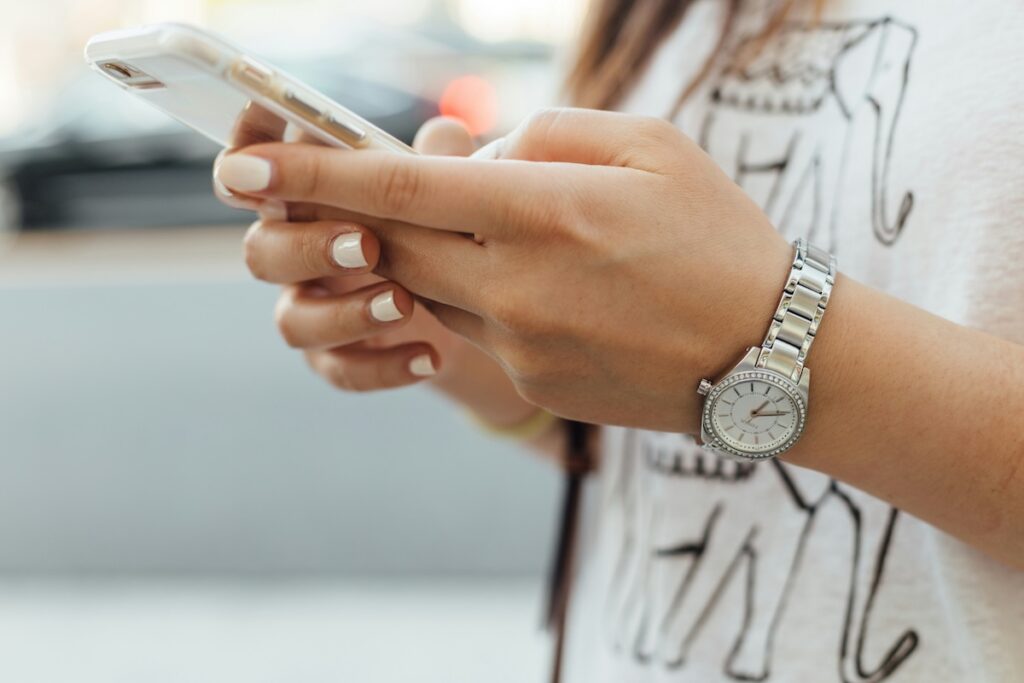 hands holding a smartphone