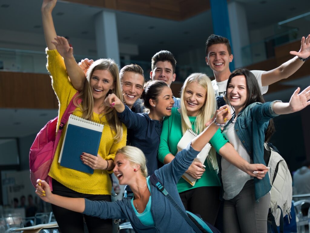 high school students looking enthusiastic