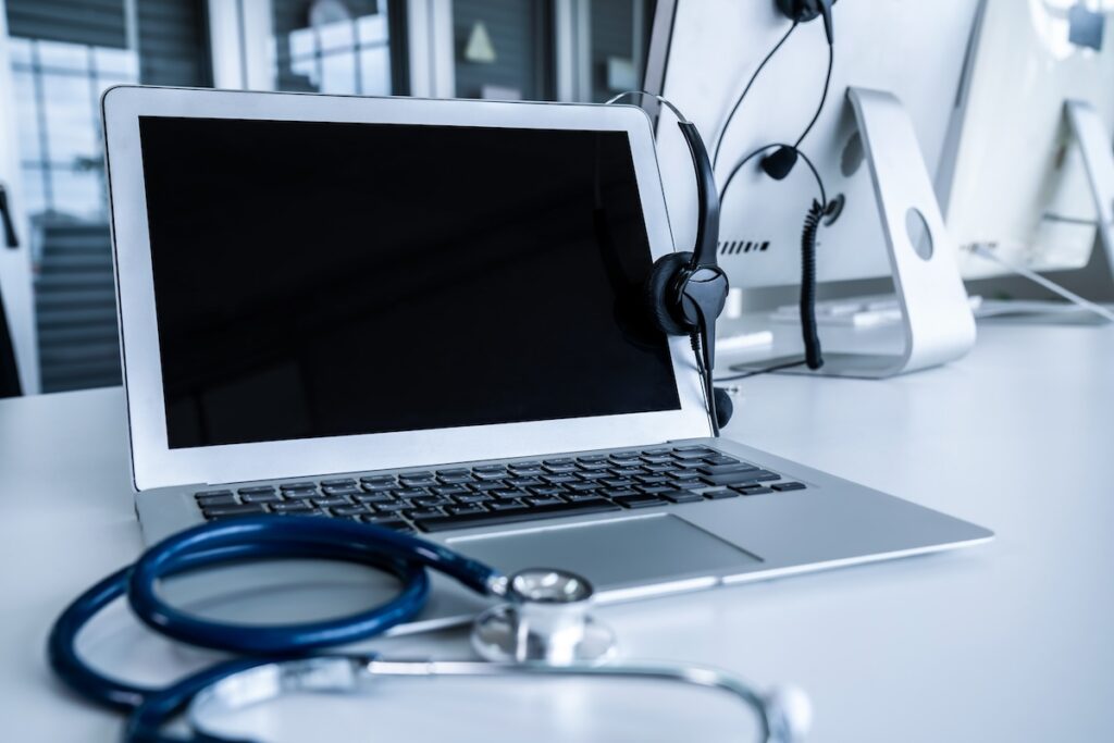 Headset and medical equipment at clinic