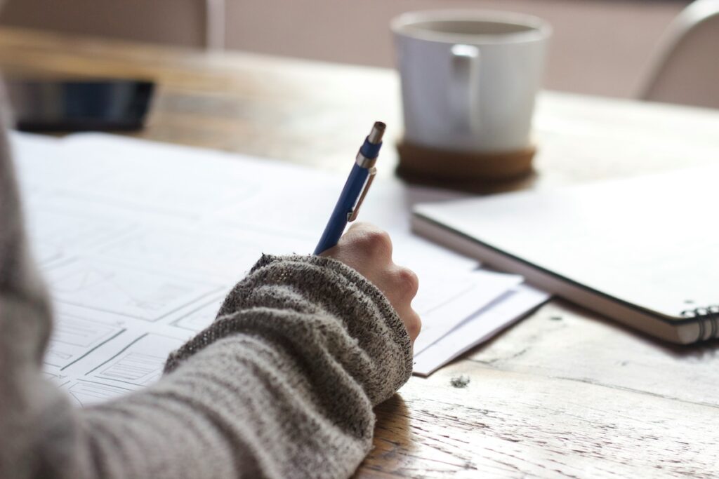 filling out a paper application