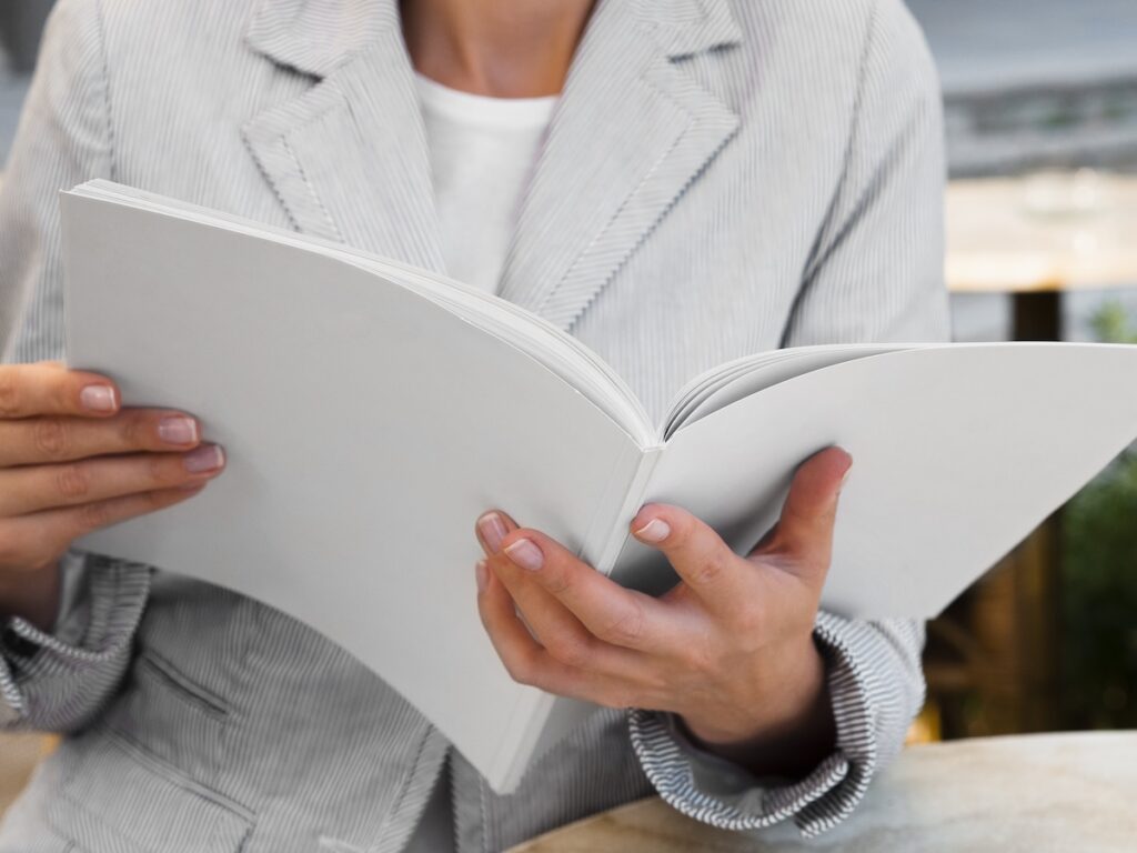 woman reading papers