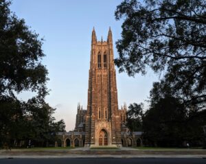 Duke University Chapel at dusk