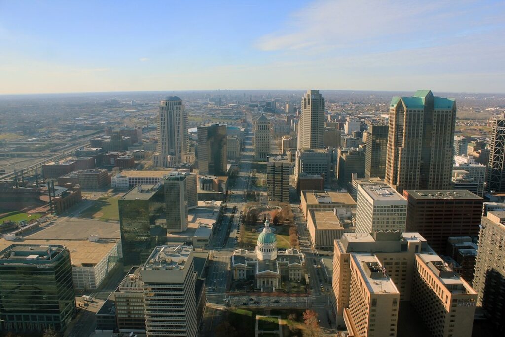 aerial view of St. Louis Missouri