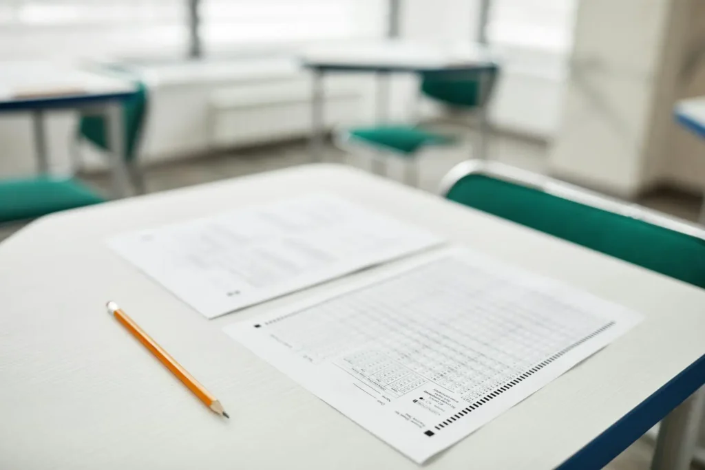 GPA Scale Reporting Meaning: A Test Paper and Pencils on a Desk